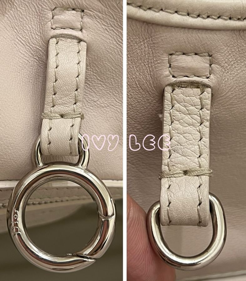 Dior Tooth Bag White Silver Leather 肩背包 手提包 米白色VINTAGE 二手精品-19