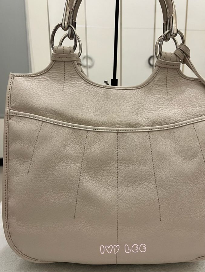 Dior Tooth Bag White Silver Leather 肩背包 手提包 米白色VINTAGE 二手精品-21