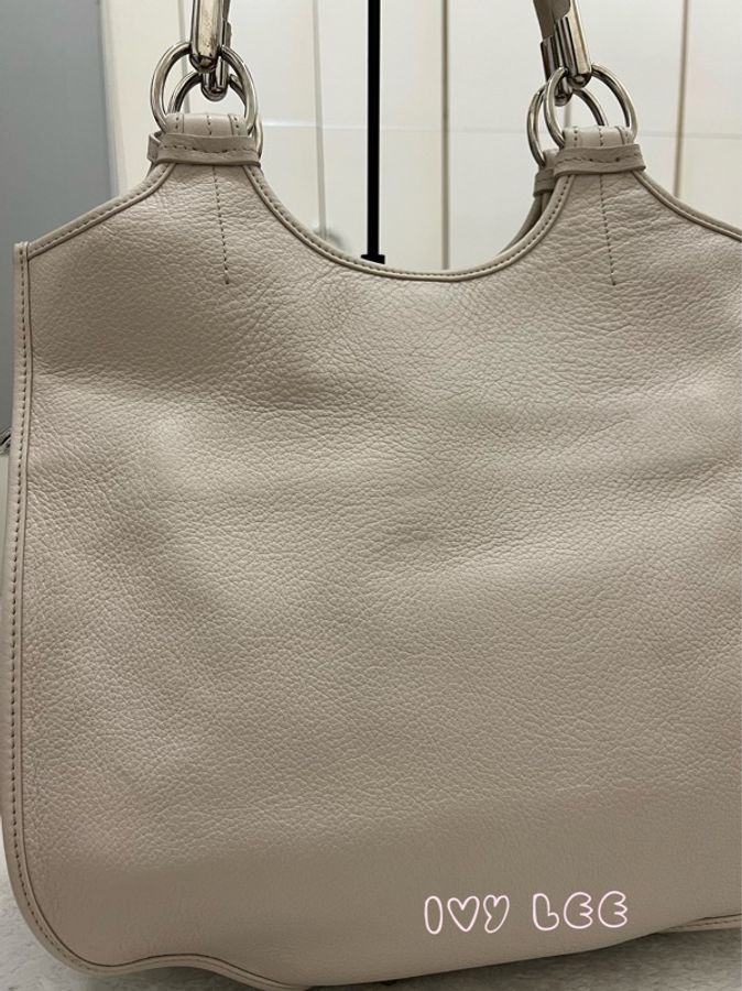 Dior Tooth Bag White Silver Leather 肩背包 手提包 米白色VINTAGE 二手精品-23