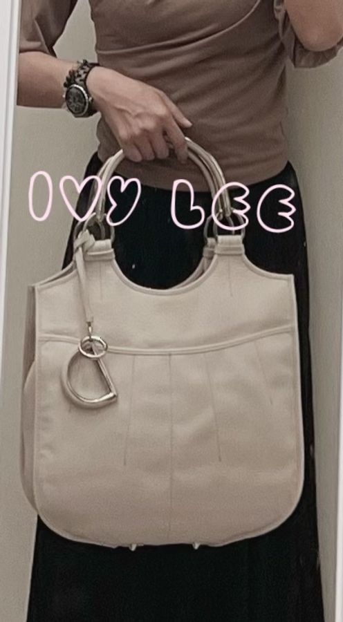 Dior Tooth Bag White Silver Leather 肩背包 手提包 米白色VINTAGE 二手精品-25