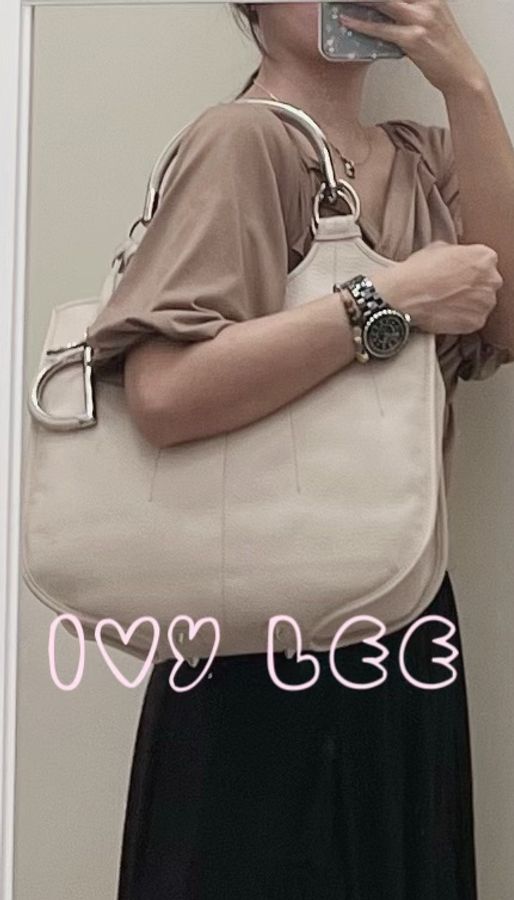 Dior Tooth Bag White Silver Leather 肩背包 手提包 米白色VINTAGE 二手精品-26