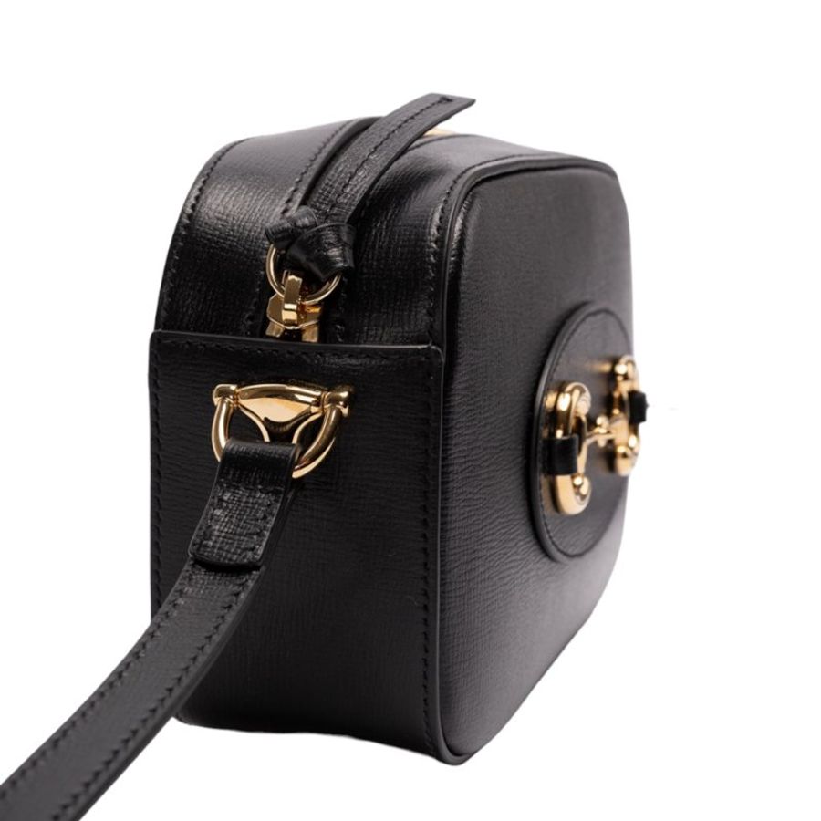 【GUCCI 古馳】Horsebit 1955 Small 小款 牛皮 馬銜釦 肩背包 斜背包 相機包 黑色 760196-2