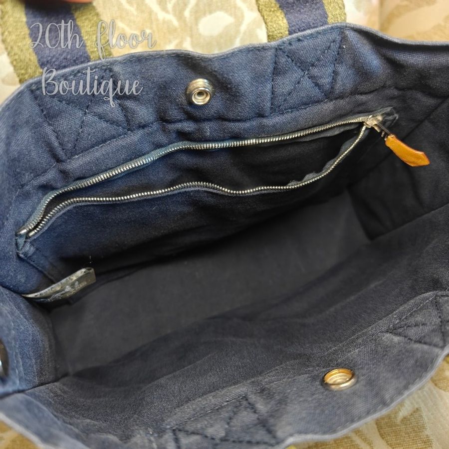 🌻雙11特價🌅 Hermès hermes fourre tout herline vintage bag 愛馬仕 深藍色 中古 帆布包 帆布袋 公事包 托特包 手袋-12