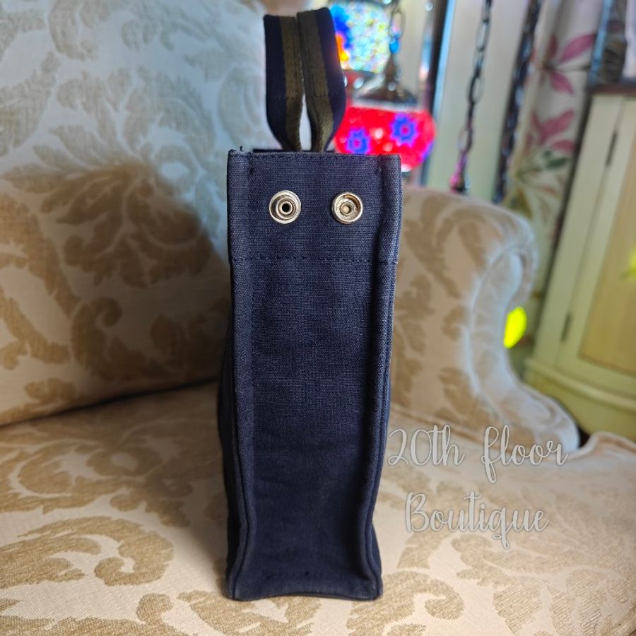 🌻雙11特價🌅 Hermès hermes fourre tout herline vintage bag 愛馬仕 深藍色 中古 帆布包 帆布袋 公事包 托特包 手袋-17