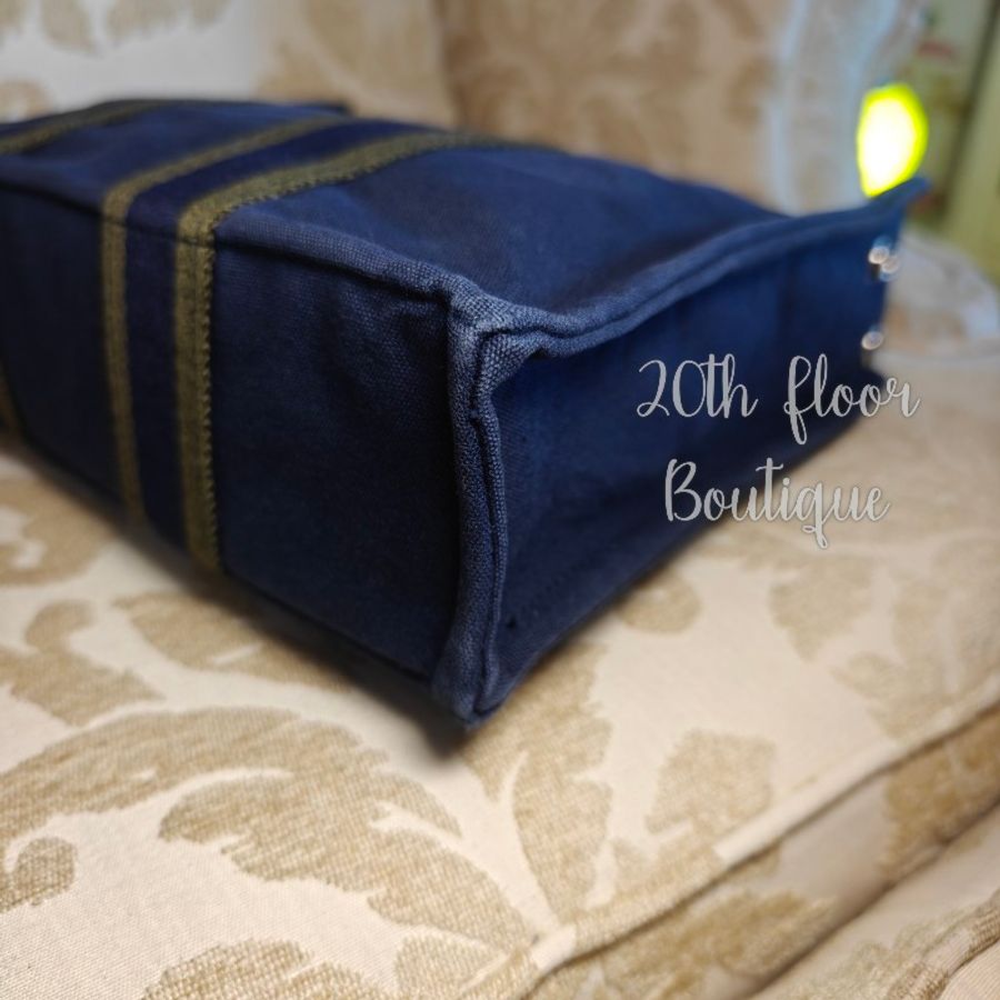 🌻雙11特價🌅 Hermès hermes fourre tout herline vintage bag 愛馬仕 深藍色 中古 帆布包 帆布袋 公事包 托特包 手袋-22