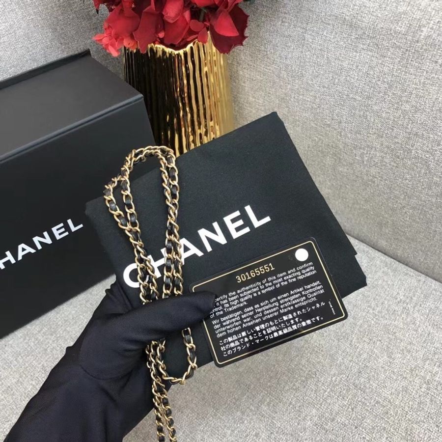 chanel 香奈兒 高級手作坊系列 黑金 kiss lock 直式垃圾桶垃圾袋手提/斜挎多用鏈條包-8
