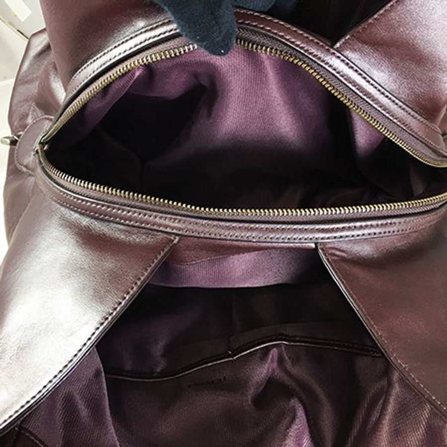 COACH 咖啡色全皮鉚釘三層肩背包33534-6