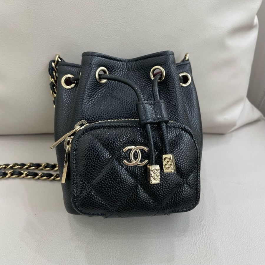 Chanel Affinity 22B 黑金水桶包🖤近新閒置芯片款🖤-10