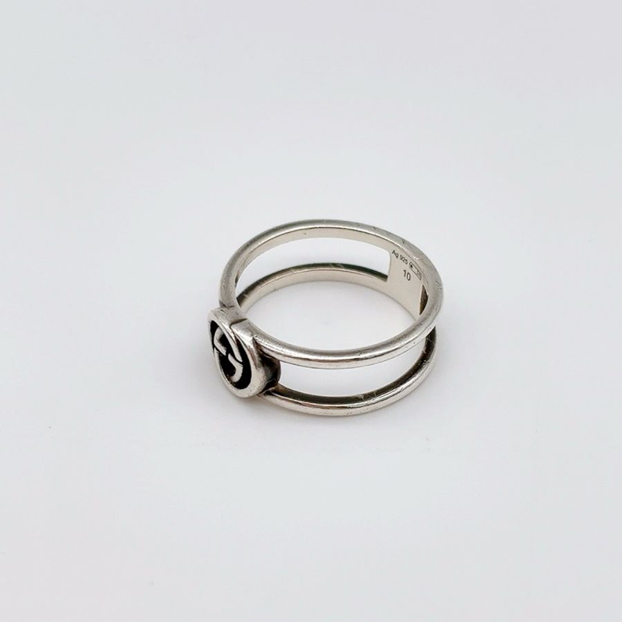 GUCCI 925純銀戒指INTERLOCKING G 系列兩件組 (10號)-5