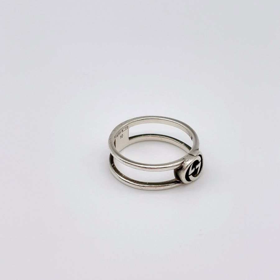 GUCCI 925純銀戒指INTERLOCKING G 系列兩件組 (10號)-6