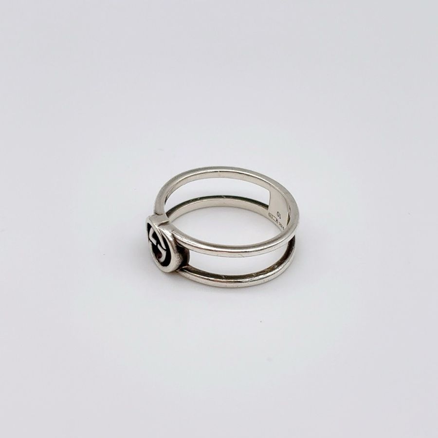 GUCCI 925純銀戒指INTERLOCKING G 系列兩件組 (10號)-7
