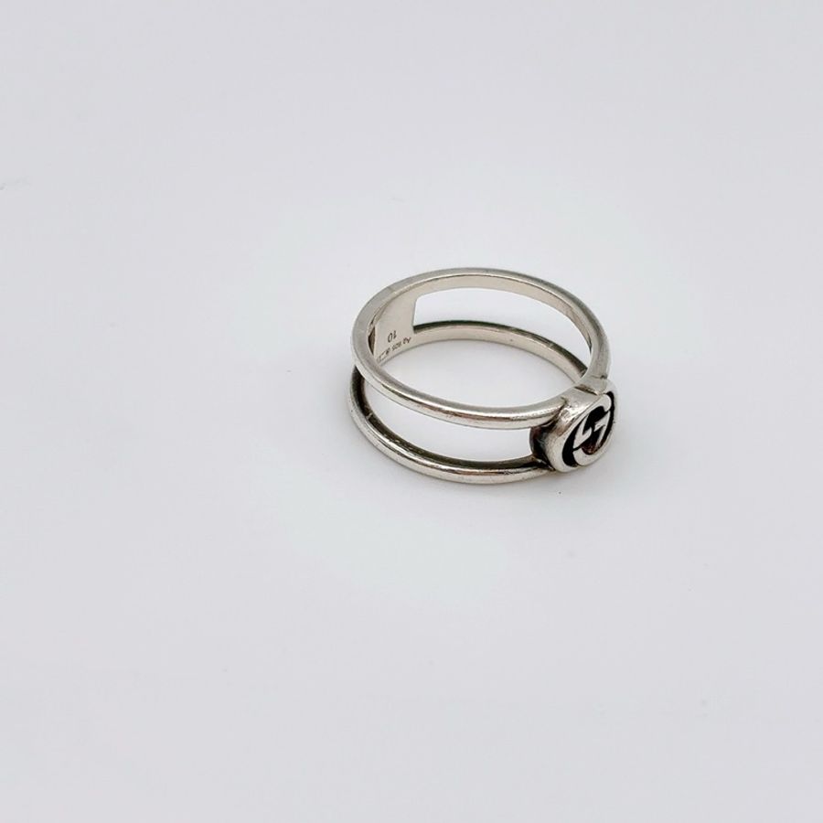GUCCI 925純銀戒指INTERLOCKING G 系列兩件組 (10號)-8