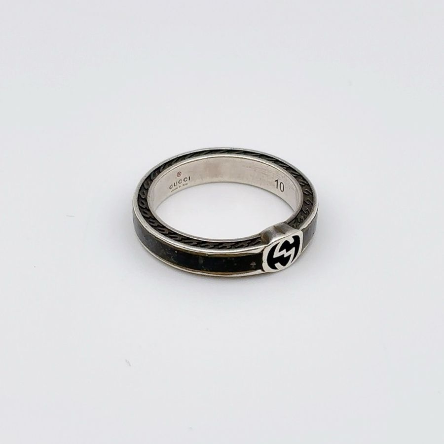 GUCCI 925純銀戒指INTERLOCKING G 系列兩件組 (10號)-10