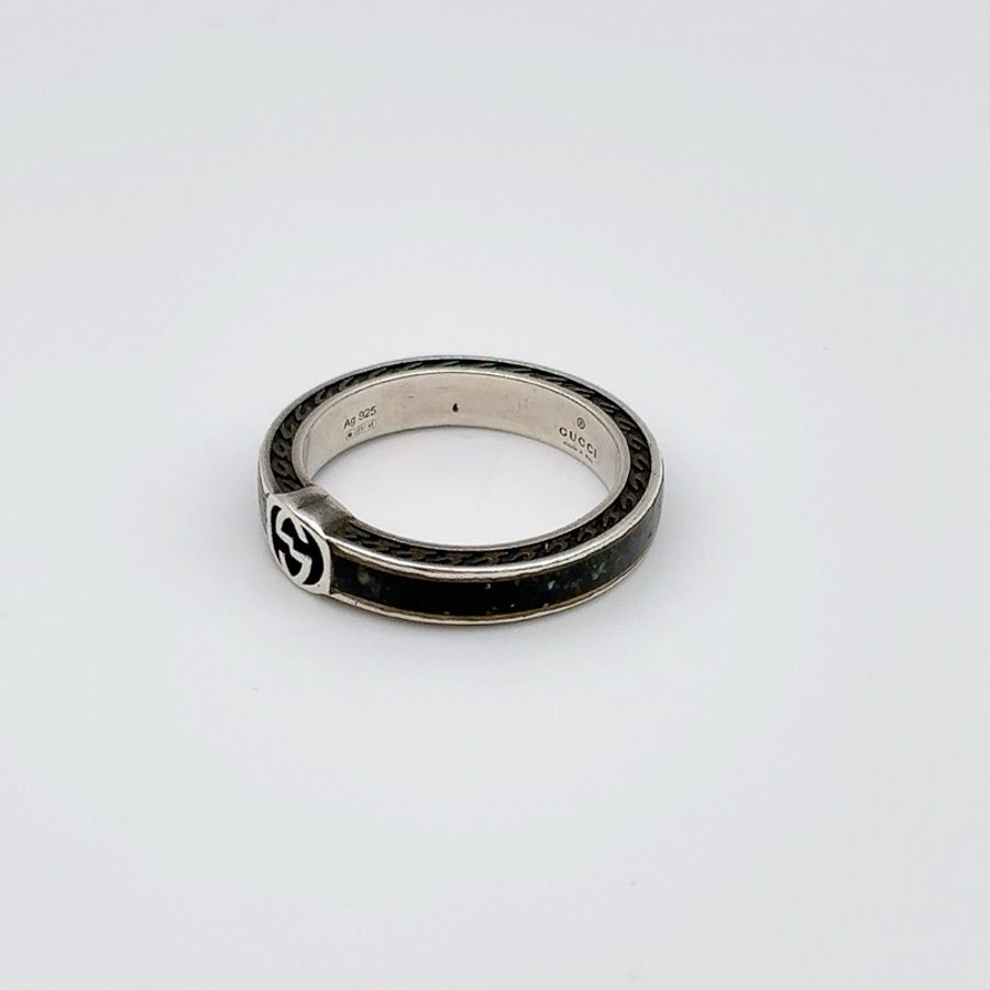 GUCCI 925純銀戒指INTERLOCKING G 系列兩件組 (10號)-11