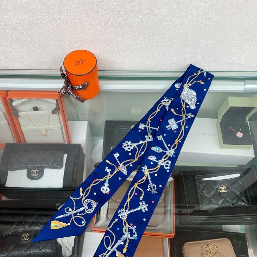 全新✨Hermes twilly 藍色包包絲巾-0