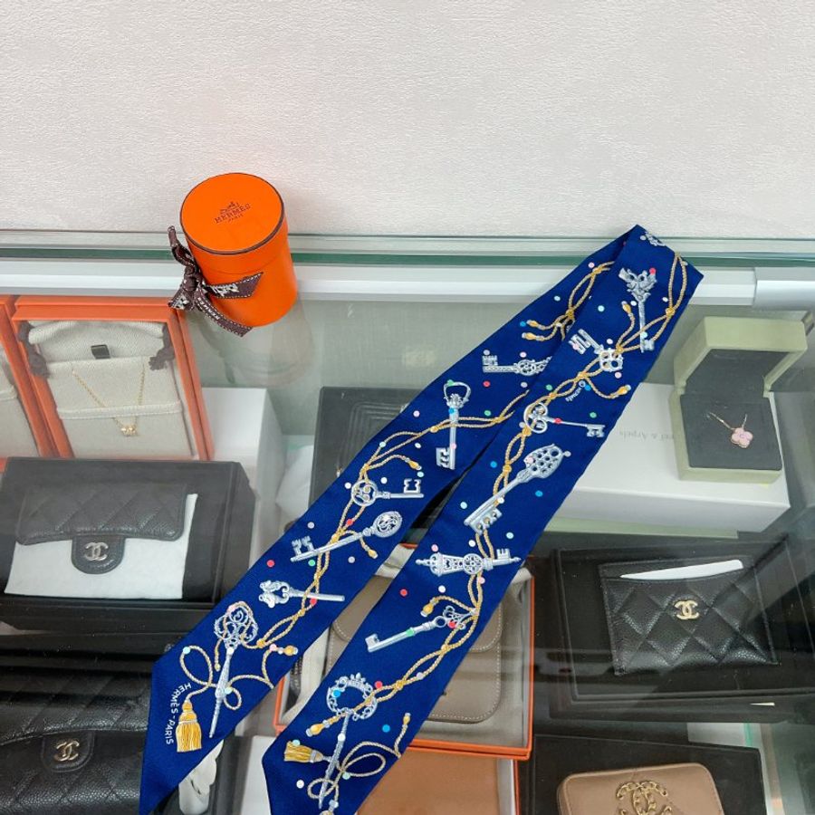 全新✨Hermes twilly 藍色包包絲巾-2