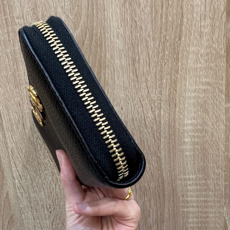 Gucci 黑牛皮金銀釦長夾-2