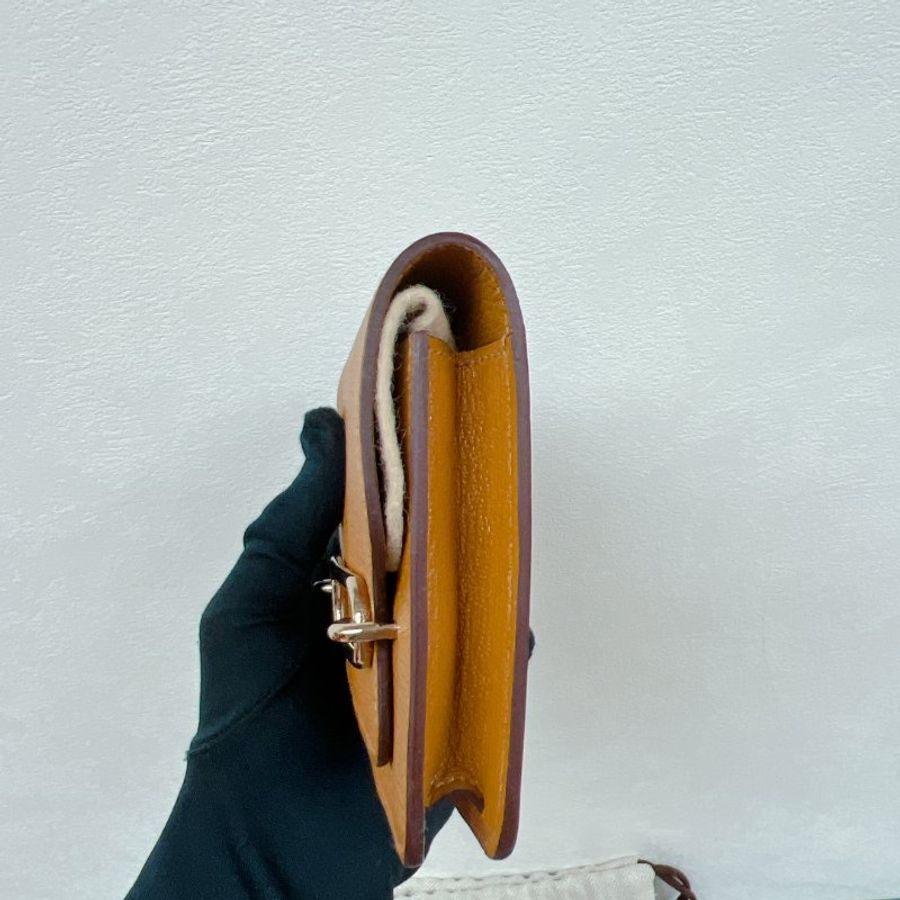 全新✨Hermes roulis slim 豬鼻子焦糖色皮夾/腰包-4
