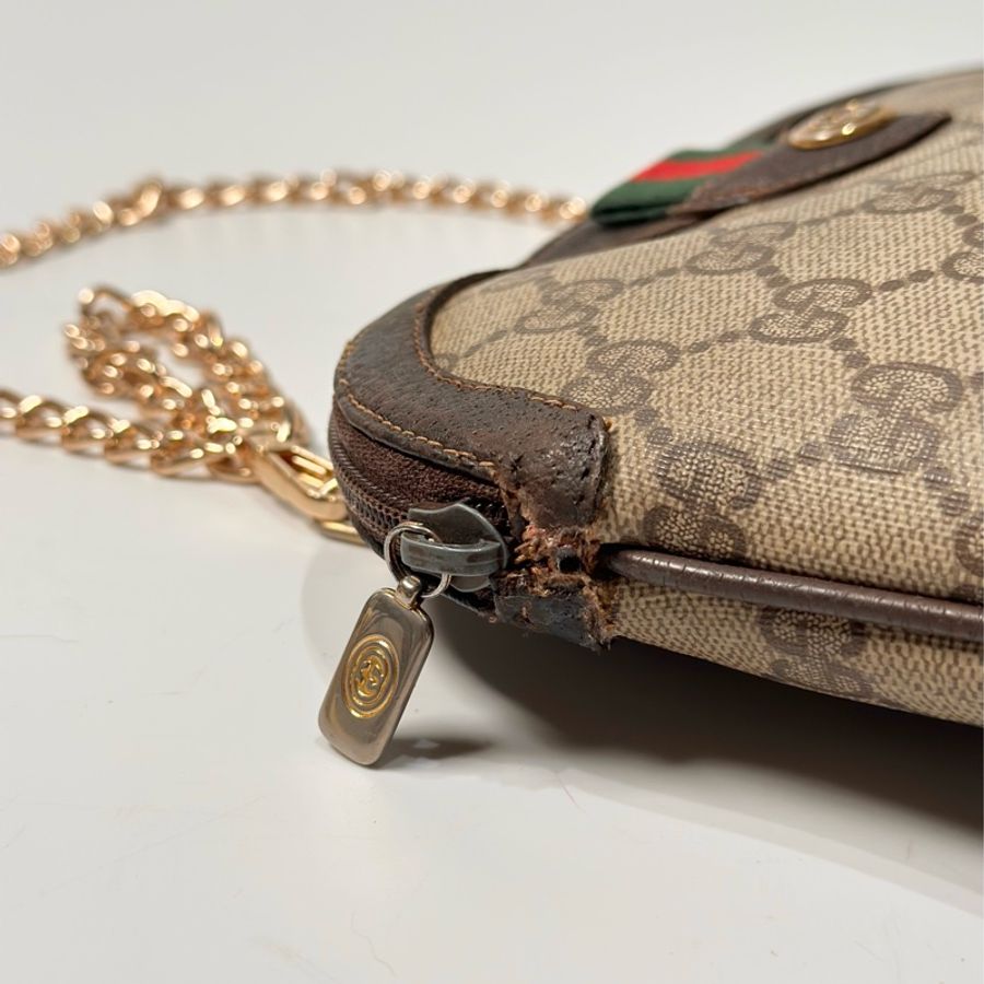 Gucci vintage 日本二手 中古復古古董 經典老花 貝殼包 肩背包 側背包-4