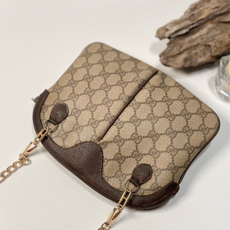 Gucci vintage 日本二手 中古復古古董 經典老花 貝殼包 肩背包 側背包-16