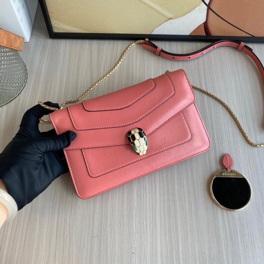 Bvlgari 寶格麗 蛇頭包小號 粉色 有鏡子-1