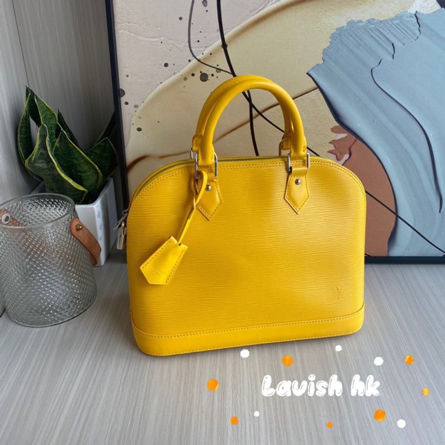 LV alma中號 黃色 水波紋貝殼包-0