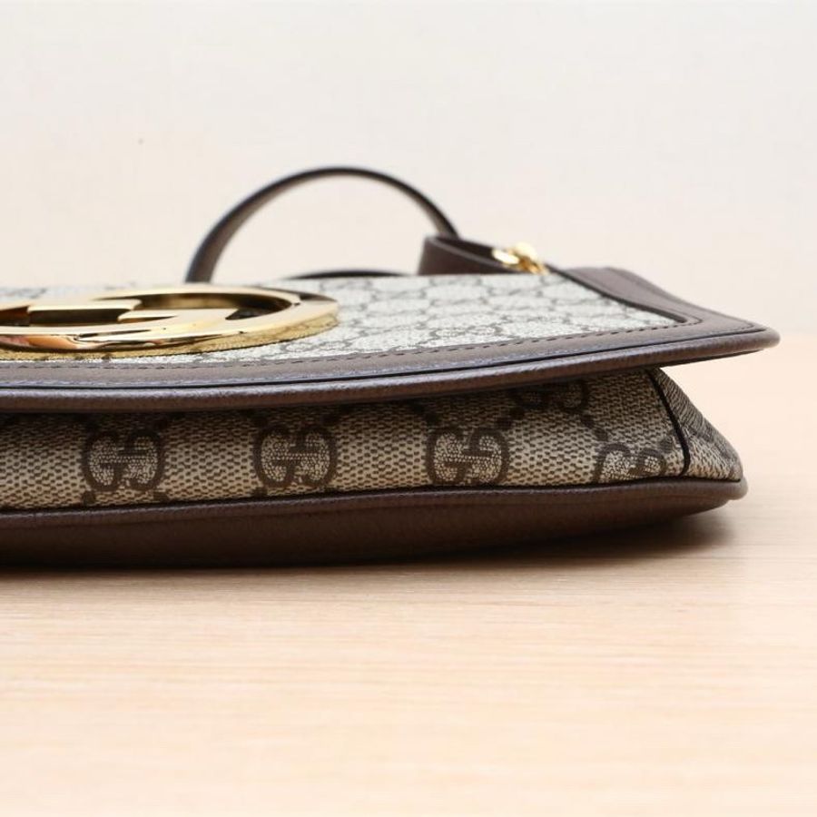 GUCCI(古馳) Blondie logo 單肩包 老花 金扣-3
