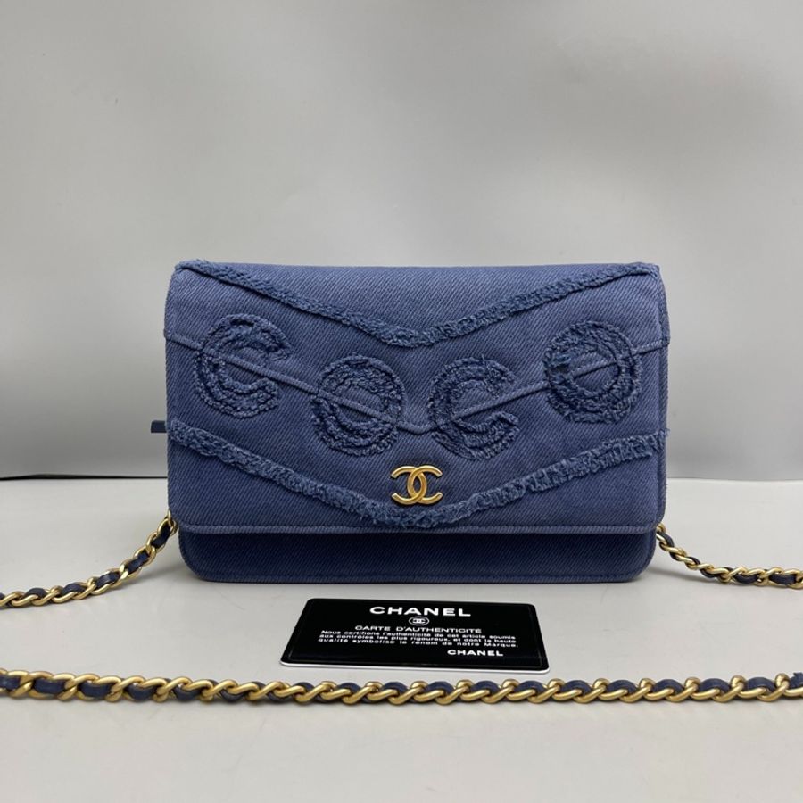 Chanel香奈兒 coco牛仔藍woc鏈條包-0