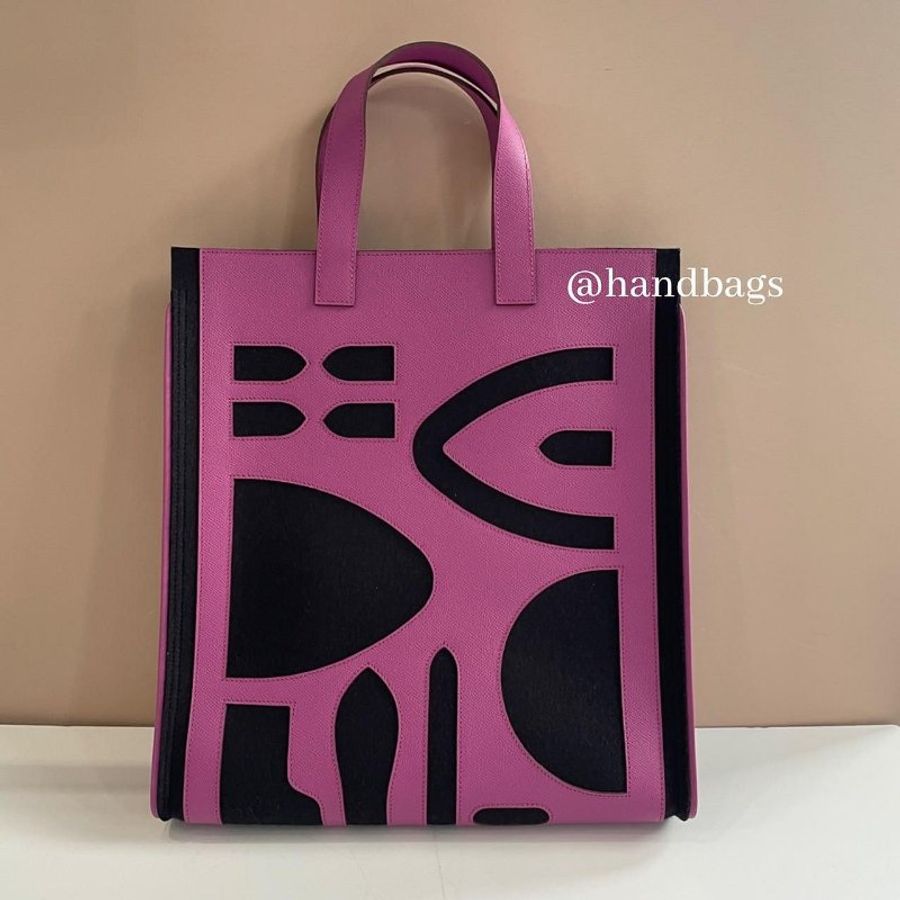 HERMES Petit H Skeleton系列 手提包 托特包 Epsom皮 羊毛氈 紫色 黑色-1