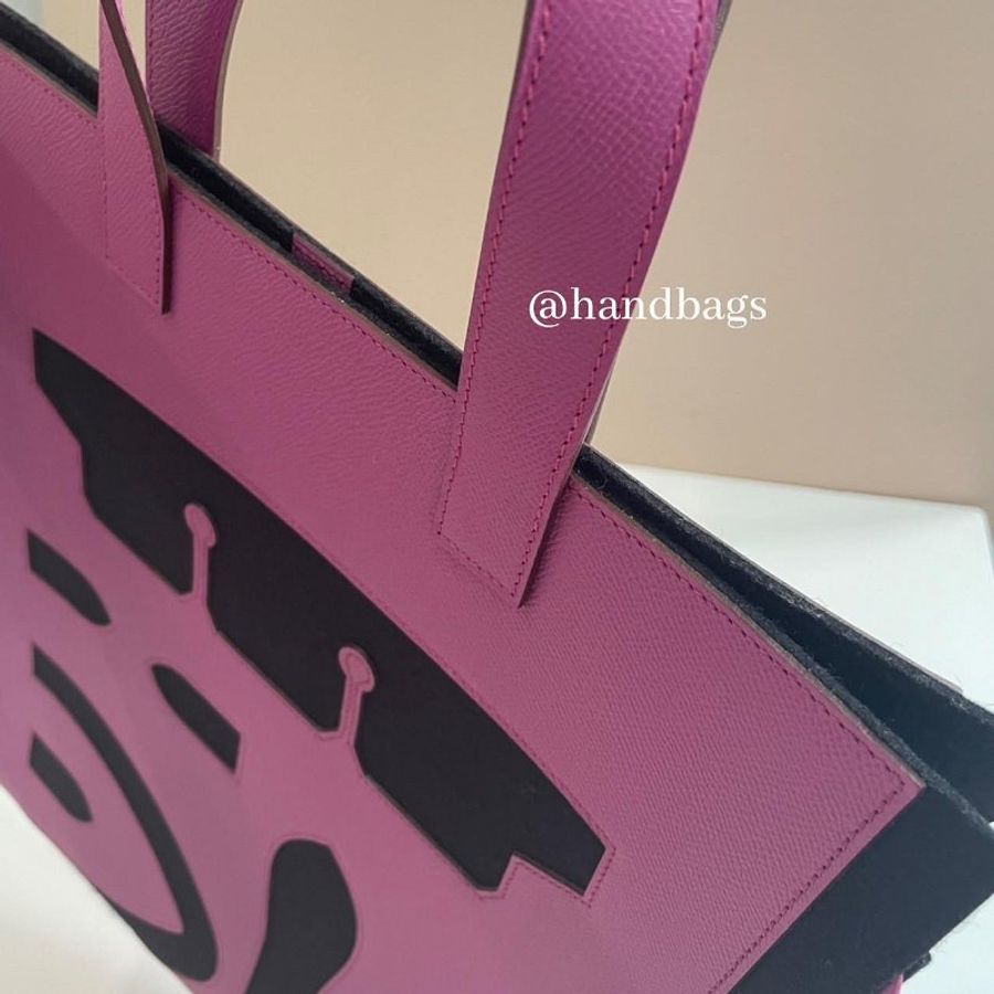 HERMES Petit H Skeleton系列 手提包 托特包 Epsom皮 羊毛氈 紫色 黑色-7