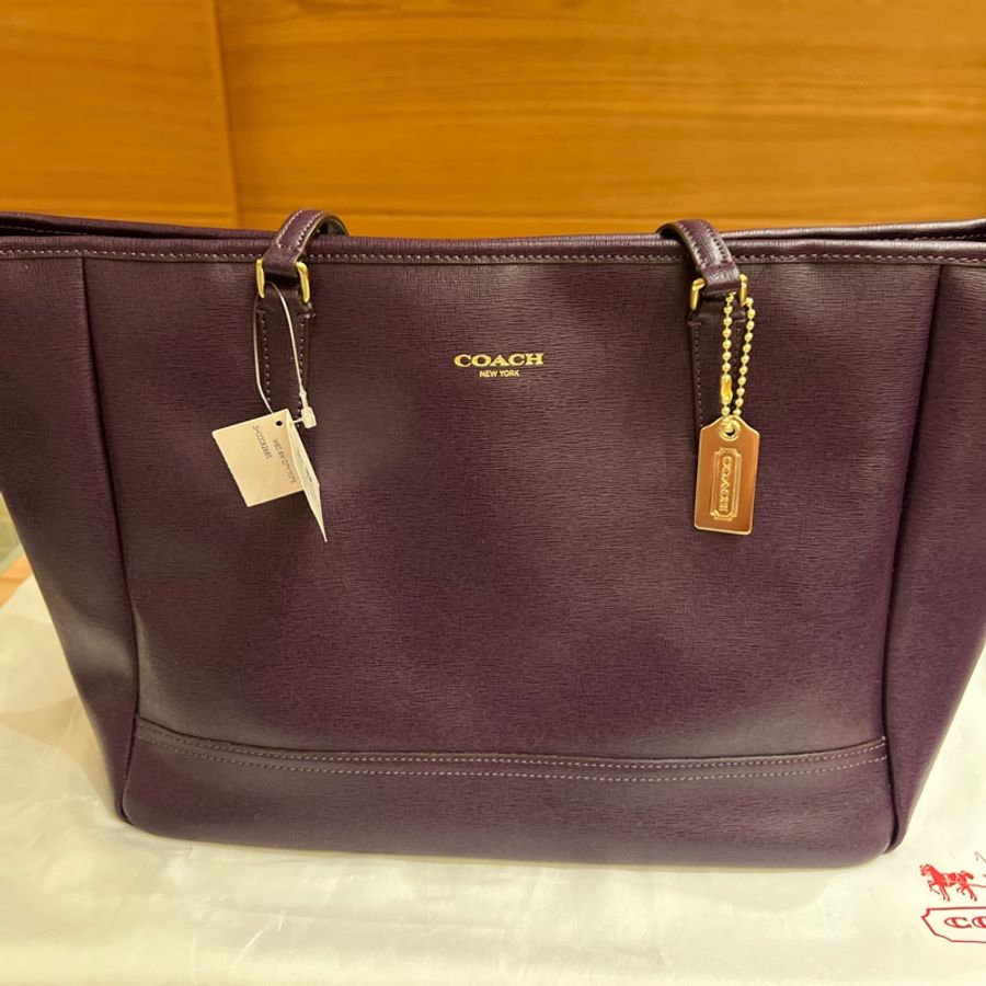 Coach 紫色皮質大托特包-0