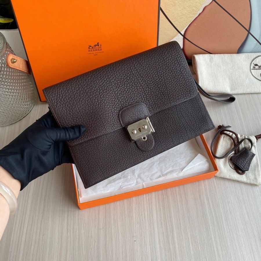 Hermes depeches 男士手拿包 烏木色 框L刻-1