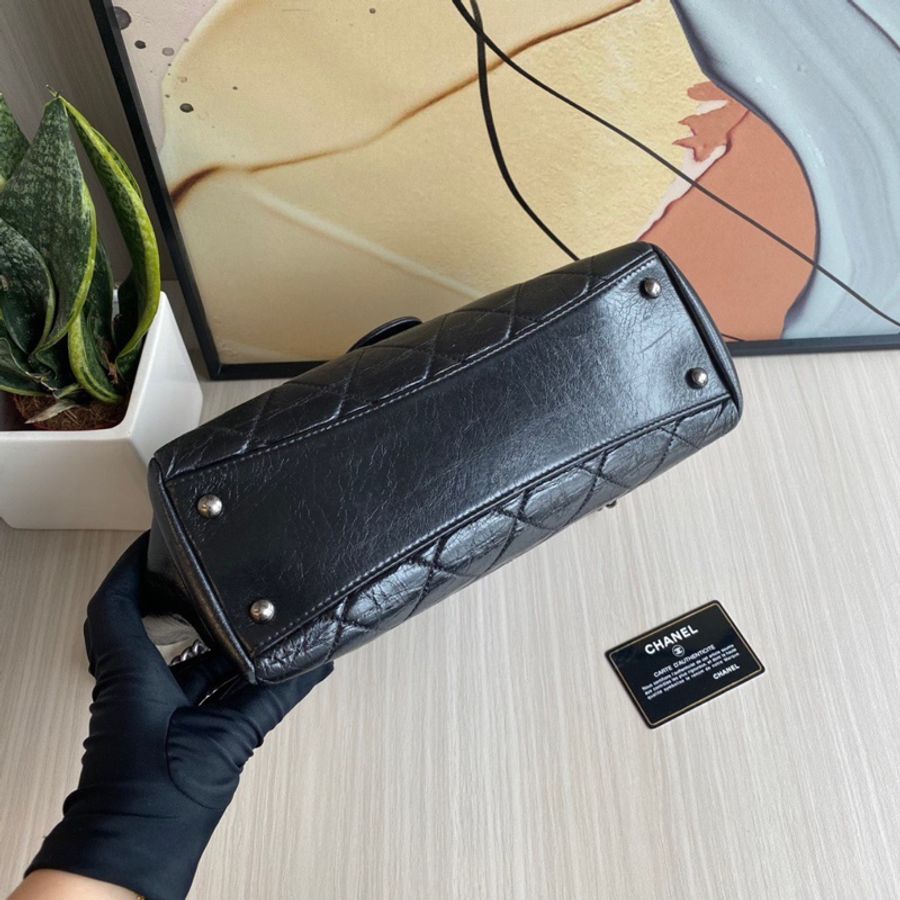 CHANEL 孟買系列tote 黑銀油蠟皮-7