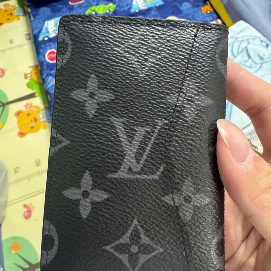 LV 黑灰 原花 LOGO 萬用 卡片 名片夾 M61696 盒單齊全 購證-2