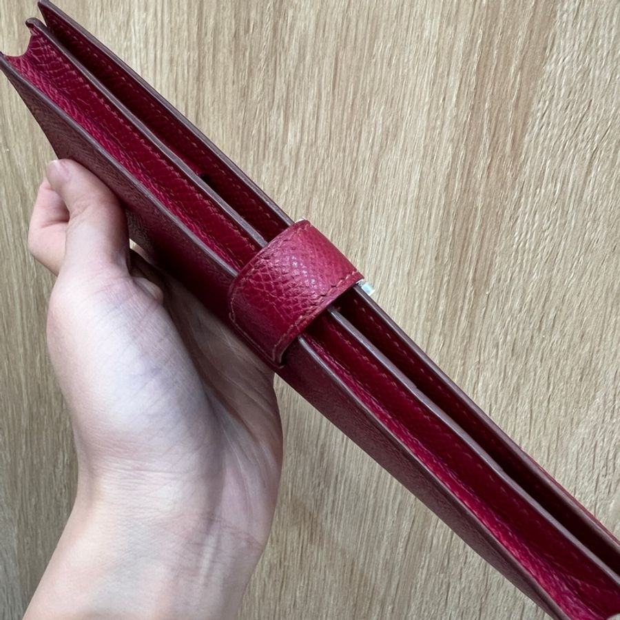 Hermes 54紅Epsom皮Bearn長夾-9