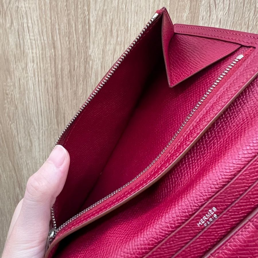 Hermes 54紅Epsom皮Bearn長夾-15