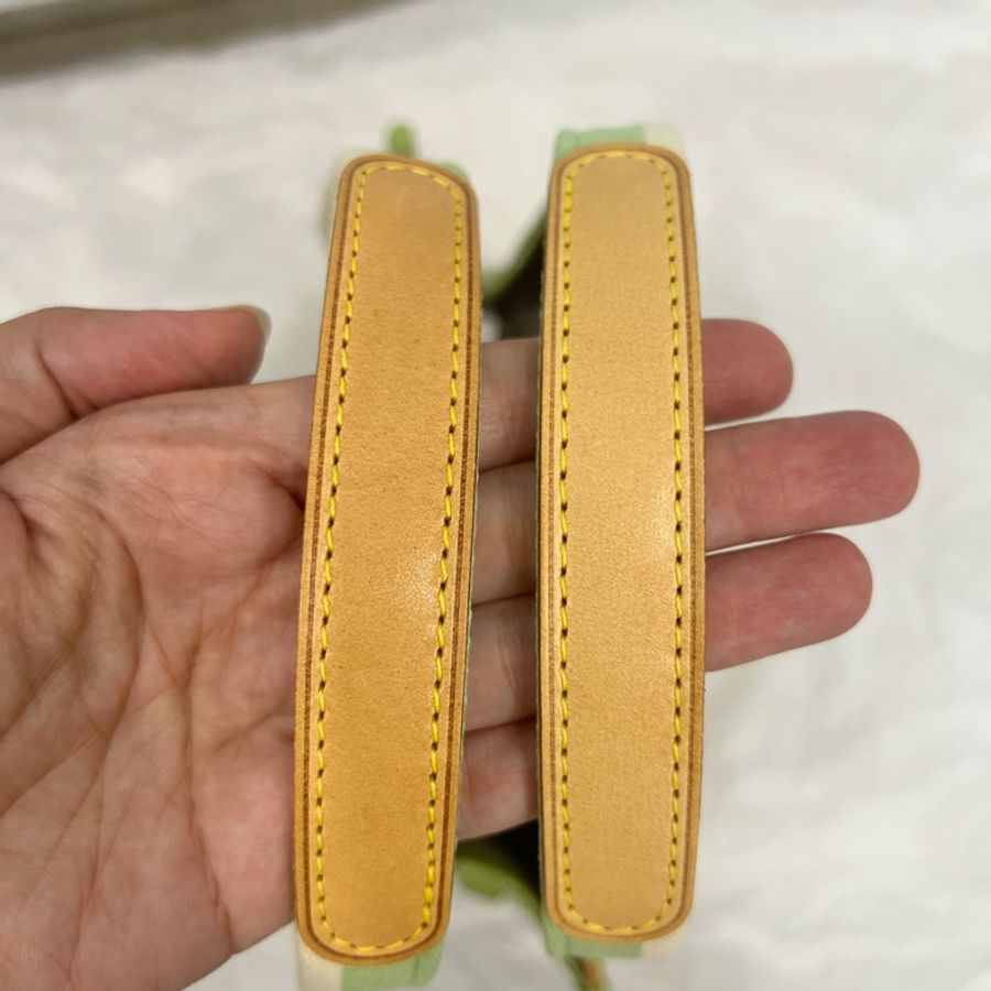 Louis Vuitton LV 綠色老花布拼漆皮手提包 中古包-22