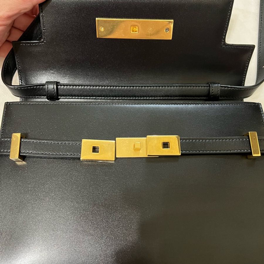 Saint Laurent Manhattan 黑色皮革手提腋下包 Small曼哈頓包-2