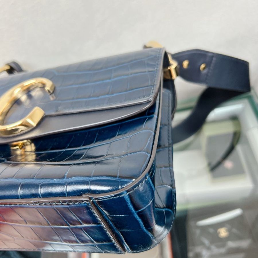 Chloe c bag 深藍色鱷魚紋肩背包-2