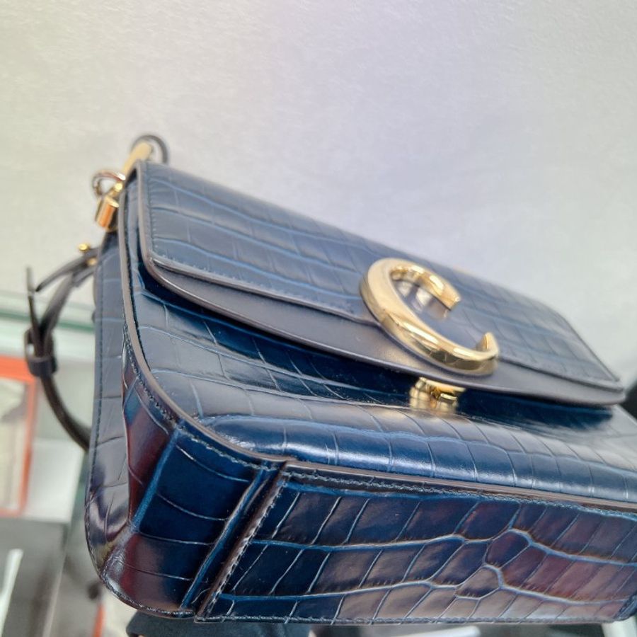 Chloe c bag 深藍色鱷魚紋肩背包-3