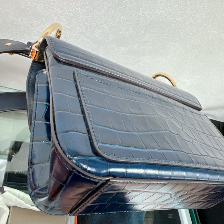 Chloe c bag 深藍色鱷魚紋肩背包-8