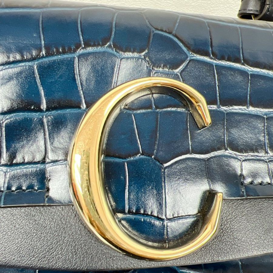 Chloe c bag 深藍色鱷魚紋肩背包-10