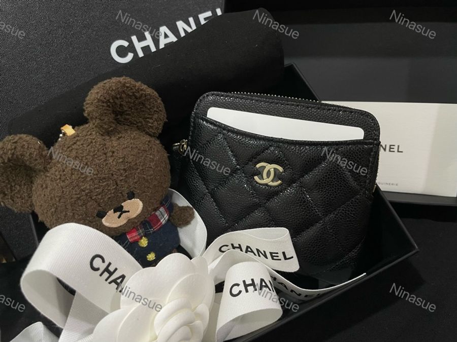 ❌全新|2024年台灣購證|香奈兒Chanel|熱門款 經典款 荔枝皮 吐司零錢包-0