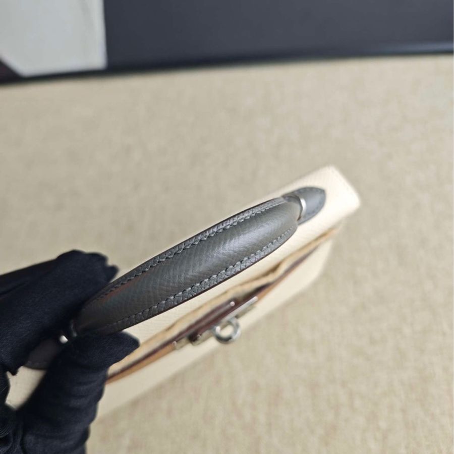 Hermes Mini Kelly 2 愛馬仕三拼色 奶油白奶茶積雨雲灰-1