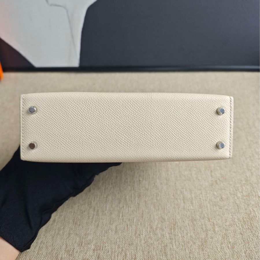 Hermes Mini Kelly 2 愛馬仕三拼色 奶油白奶茶積雨雲灰-3