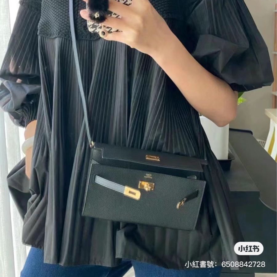 Hermes Kelly to go 黑色金釦-19