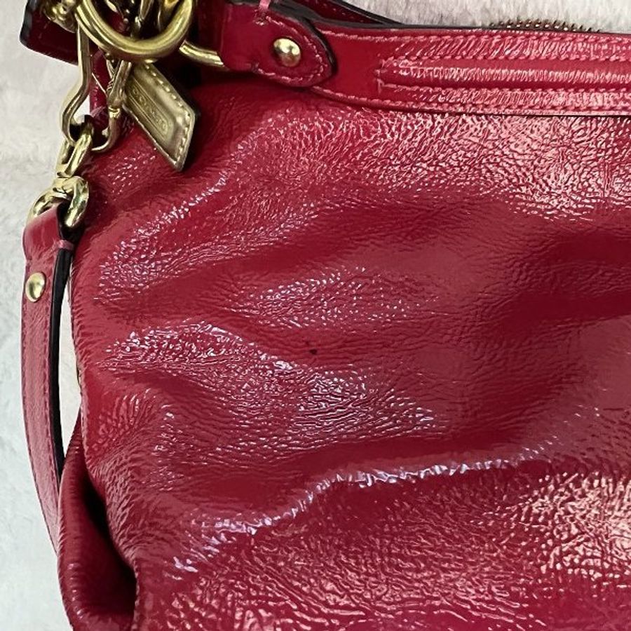 二手正品 COACH 桃紅色漆皮 斜背包 側背包 肩背包-6