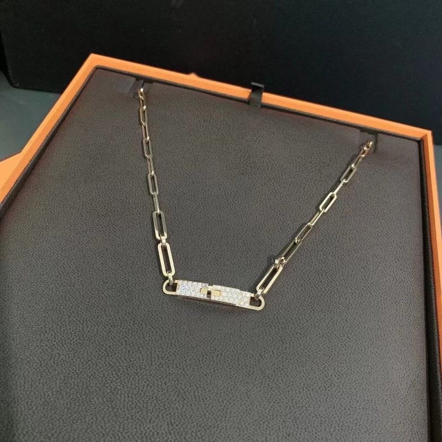 愛馬仕kelly chaine choker滿鑽黃金項鍊，繞兩圈當手鍊-2