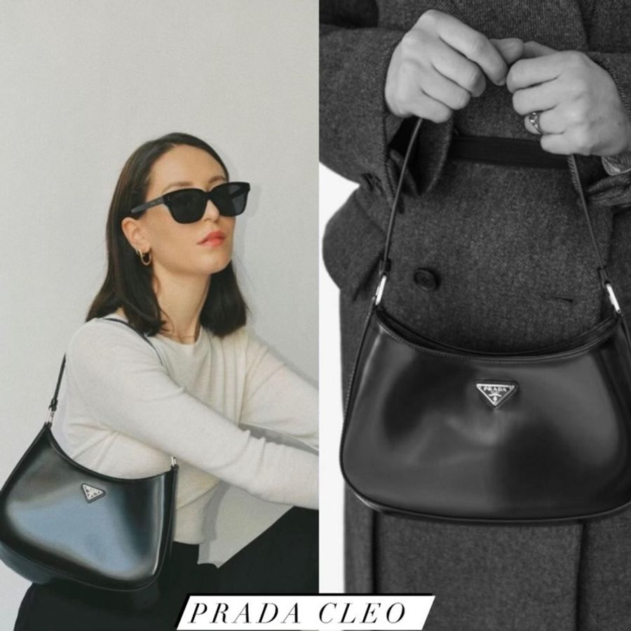 可議價Prada Cleo 拋光皮革肩背包-8
