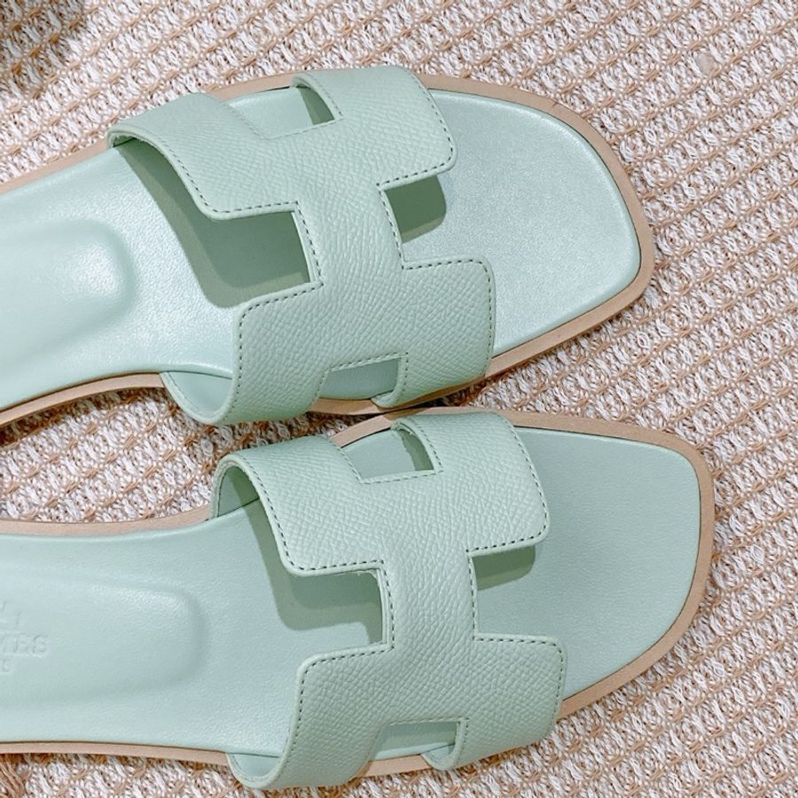 愛馬仕 H拖鞋 薄荷綠 37.5size Oran Sandal-6